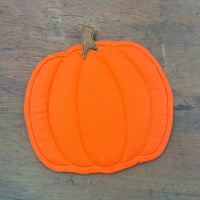 An in the hoop Pumpkin shaped potholder or trivet by snugglepuppyapplique.com