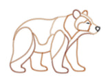 A zigzag  applique design of a grizzly bear in patchwork by snugglepuppyapplique.com