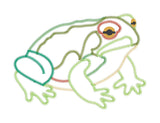 an applique design of a toad in patchwork by snugglepuppyapplique.com