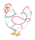 A zigzag applique design of a patchwork chicken by snugglpuppyapplique.com