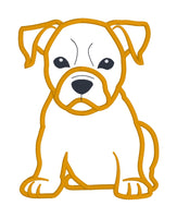 An appliqué deign of a Staffordshire Terrier Puppy by snugglepuppyapplique.com