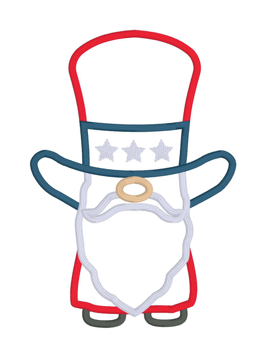 Uncle Sam gnome Applique Embroidery Design Snuggle Puppy Applique