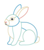 A zigzag applique design of a patchwork bunny by snugglepuppyapplique.com