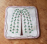 In the hoop Primitive Willow Coaster Embroidery Design