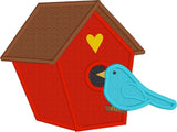 Birdhouse applique embroidery design, snugglepuppyapplique.com