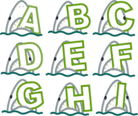 Shark Alphabet applique embroidery design, snugglepuppyapplique.com