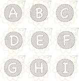 Sunflower Alphabet Bean stitch applique embroidery Design, snugglepuppyapplique.com