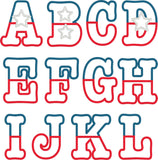 Split Alphabet 4th of July Applique Embroidery Design by snugglepuppyapplique.com