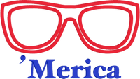 an applique of sunglasses with the word "'merica" embroidered underneath by snugglepuppyapplique.com