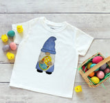 Easer Gnome with egg Applique embroidery design by snugglepuppyapplique.com