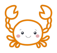 An appliqué of a babyish looking crab by snugglepuppqappliqe.com