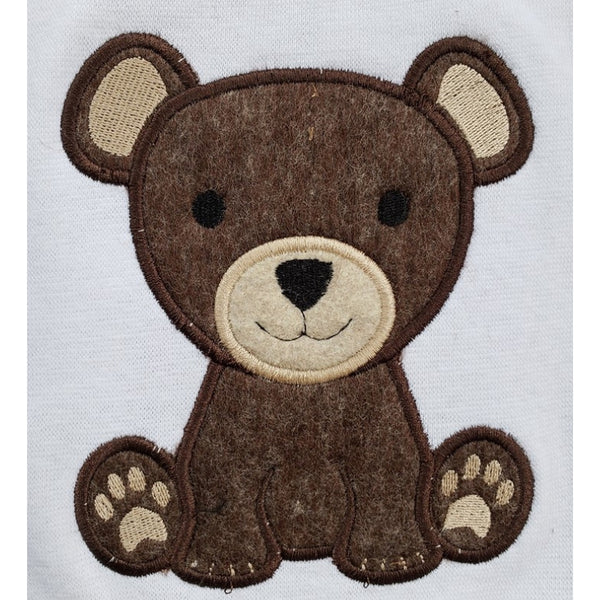 Bear baby applique embroidery design, snugglepuppyapplique.com