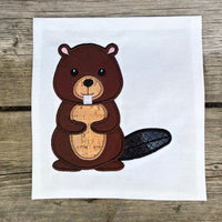 beaver applique embroidery design, stylized, cartoon