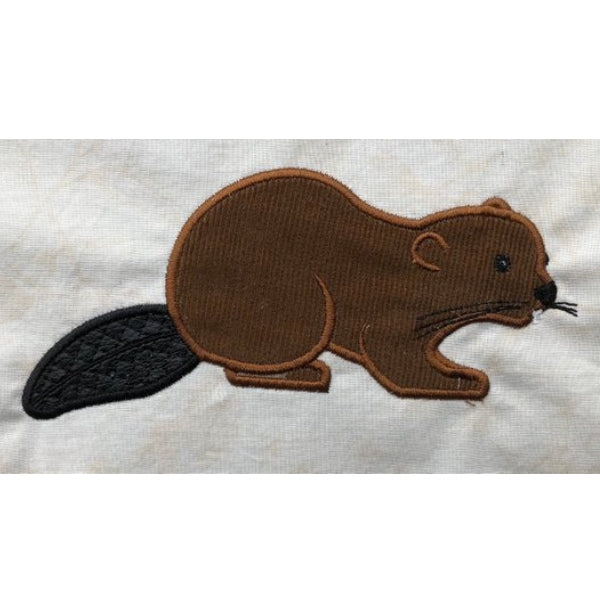 Realistic beaver applique embroidery design, profile