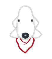 An applique of a Bedlington Terrier wearing a bandana by snugglepuppyapplique.com