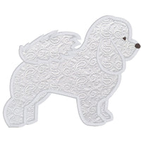 Bichon Frise dog applique embroidery design, in profile, snugglepuppyapplique.com