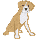 Boxer dog appliqué embroidery Design, snugglepuppyapplique.com