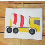 Cement mixer applique embroidery design, with stripes on drum, snugglepuppyapplique.com