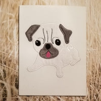 Pug applique embroidery design, snugglepuppyapplique.com