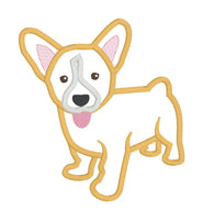 an applique of a Welsh Corgi puppy with his tongue out by snugglepuppyapploque.com