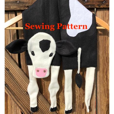 Cow Calf Scarf Sewing Pattern, for fleece, snugglepuppyapplique.com