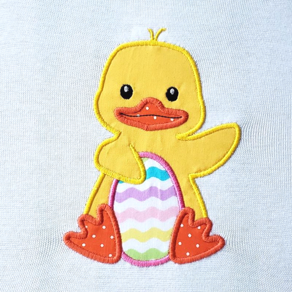 Duck with Egg Easter Applique Embroidery Design, snugglepuppyapplique.com