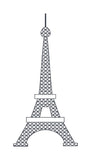 A bean stitch applique with motif fill of the Eiffel Tower by snugglepuppyapplique.com