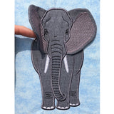 Elephant applique embroidery design, ears are made ITH and attached to head, realistic elephant, Alabama roll tide design