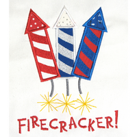 "Firecracker"  with three fire works applique embroidery Design by snugglepuppyapplique.com