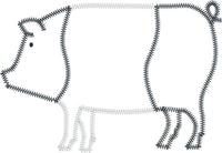 Folk Art Primitive Pig zigzag applique embroidery design by snugglepuppyapplique.com