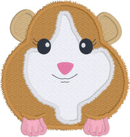 Cute guinea pig appliqué embroidery design, snugglepuppyapplique.com