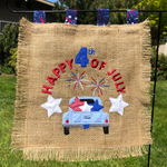 Happy 4th of July quick stitch applique embroidery design for garden flag, snugglepuppyappliqyue.com