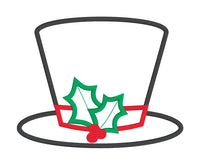 An applique of a top hat with holly by snugglepuppyapplique.com
