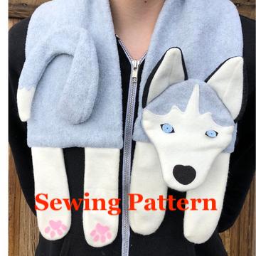Husky Scarf sewing pattern, snugglepuppyapplique.com