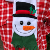 In the hoop snowman scarf wearing top hat with holly and scarf embroidery design by snugglepuppyapplique.com