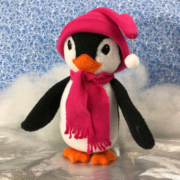 In the hoop penguin stuffy with hat and scarf by snugglepuppyapplique.com