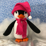 In the hoop fleece penguin stuffy toy with hat and scarf by snugglepuppyapplique.com