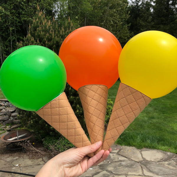 In the hoop ice cream cone Party decoration, novelty photo prop by snugglepuppyapplique.com