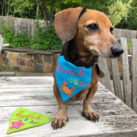 In the hoop Beach Bum Bandana for pets with a crab, by snugglepuppyapplique.com