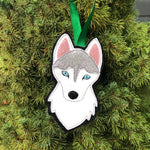 In the hoop Husky Ornament Embroidery Design by snugglepuppyapplique.com