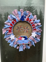 Happy 4th of July quick stitch applique embroidery design for wreath, snugglepuppyappliqyue.com