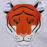 Tiger face with 3d ears applique embroidery design, snuggle puppy applique.com