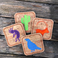 In the hoop southwestern themed coasters set of 4 embroidery design by snugglepuppyapplique.com