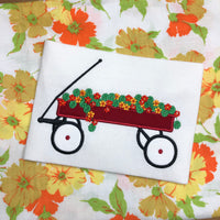 Wagon full of nasturtiums applique embroidery deisgn, snugglepuppyapplique.com