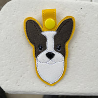 In the hoop French Bulldog Key Fob Embroidery Design by Snugglepuppyapplique.com