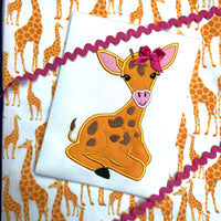 Giraffe Baby zoo animal appliqué embroidery design, snugglepuppyapplique.com