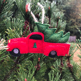 In the hoop Pickup Truck Christmas ornament, snugglepuppyapplique.com