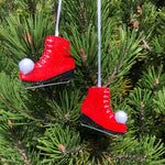 In the hoop Ice Skates Christmas Ornament Embroidery Design, snugglepuppyapplique.com