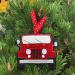 in the hoop Jeep Christmas Ornament Embroidery Design, snugglepuppyapplique.com