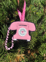 in the hoop Retro phone Christmas Ornament  Embroidery Design, snugglepuppyapplique.com